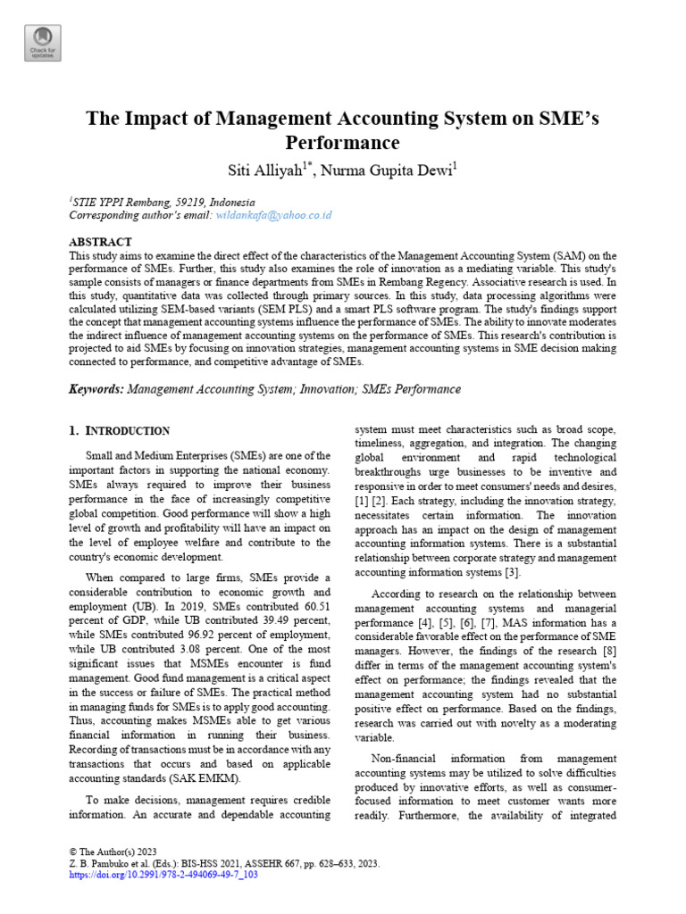 The impact of management accounting system on sme s performance pdf