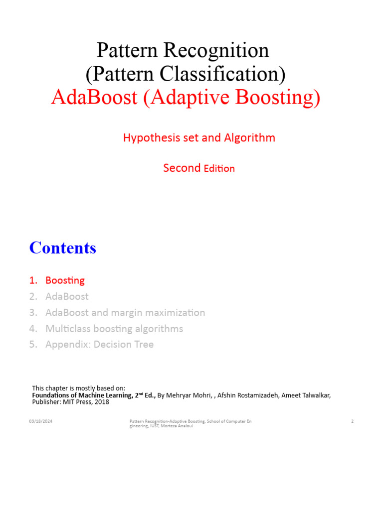 AdaBoost in Pattern Recognition | PDF | Linear Programming | Machine ...