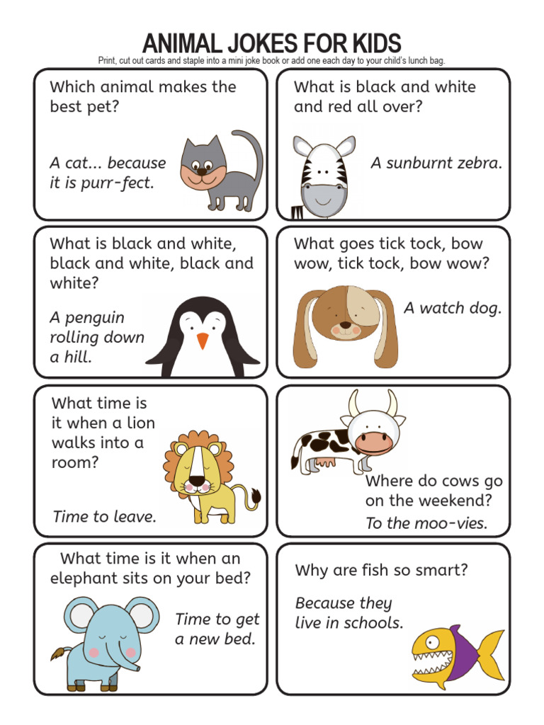 Kids' Animal Jokes and Puns | PDF | General Fiction