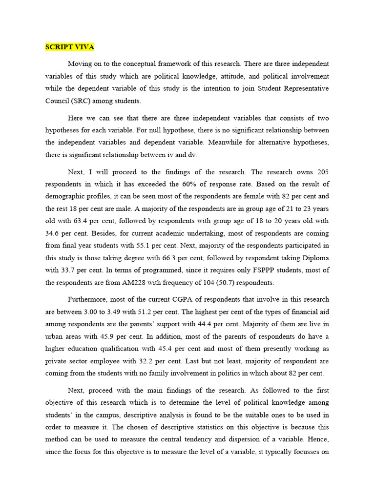 Script Viva | Download Free PDF | Statistical Analysis | Teaching ...