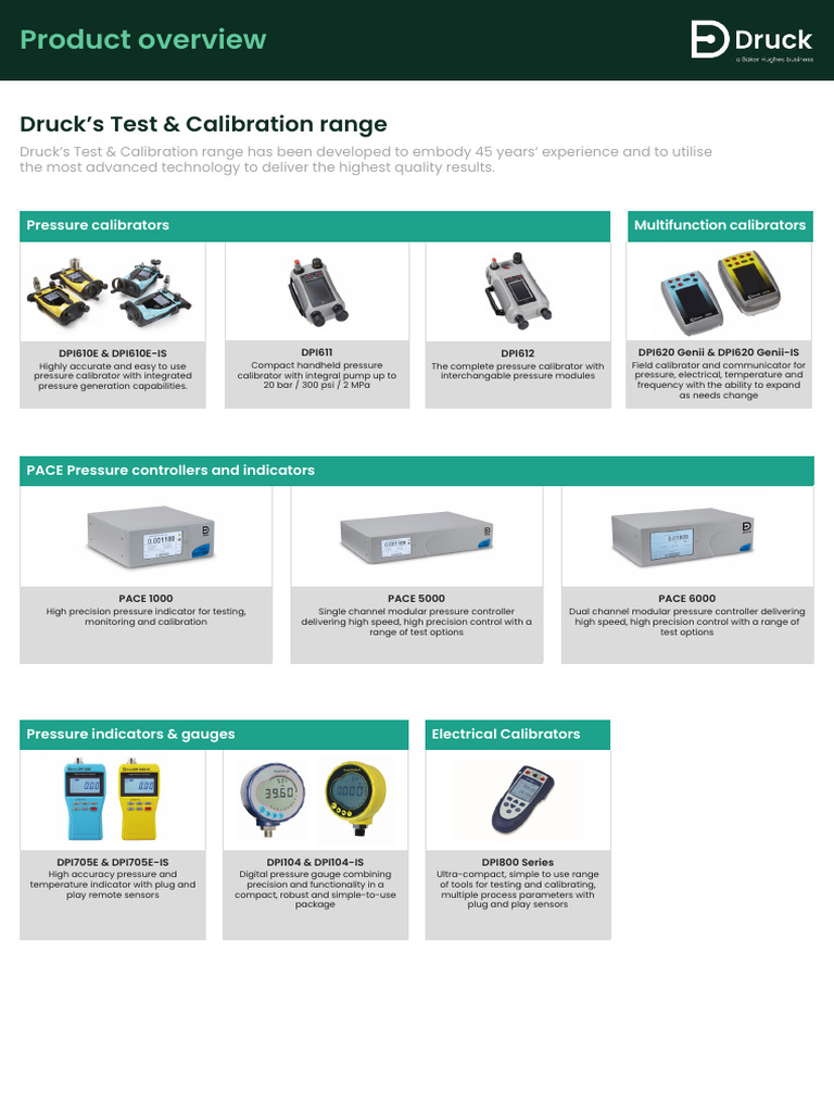 Druck Product Mapping Brochure (1) | PDF | Pressure Measurement ...