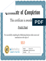 EMarketing Institute SEO Certification CERT002128491 EMI