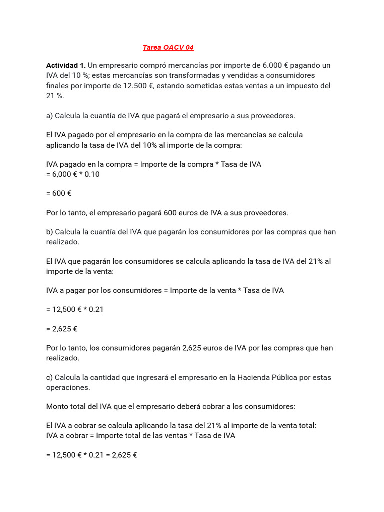 Cálculo del IVA en operaciones comerciales | PDF | Impuestos | Factura
