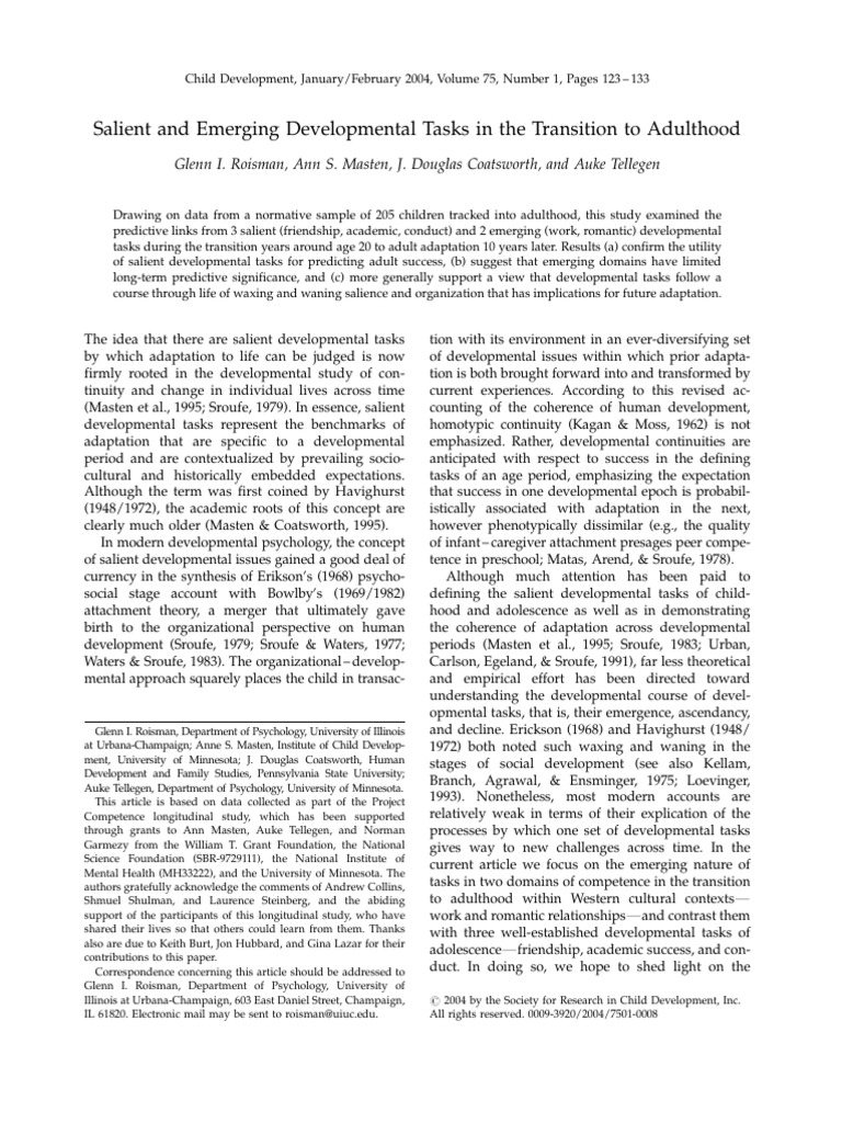 Roisman Et Al., 2004 | PDF | Adolescence | Developmental Psychology