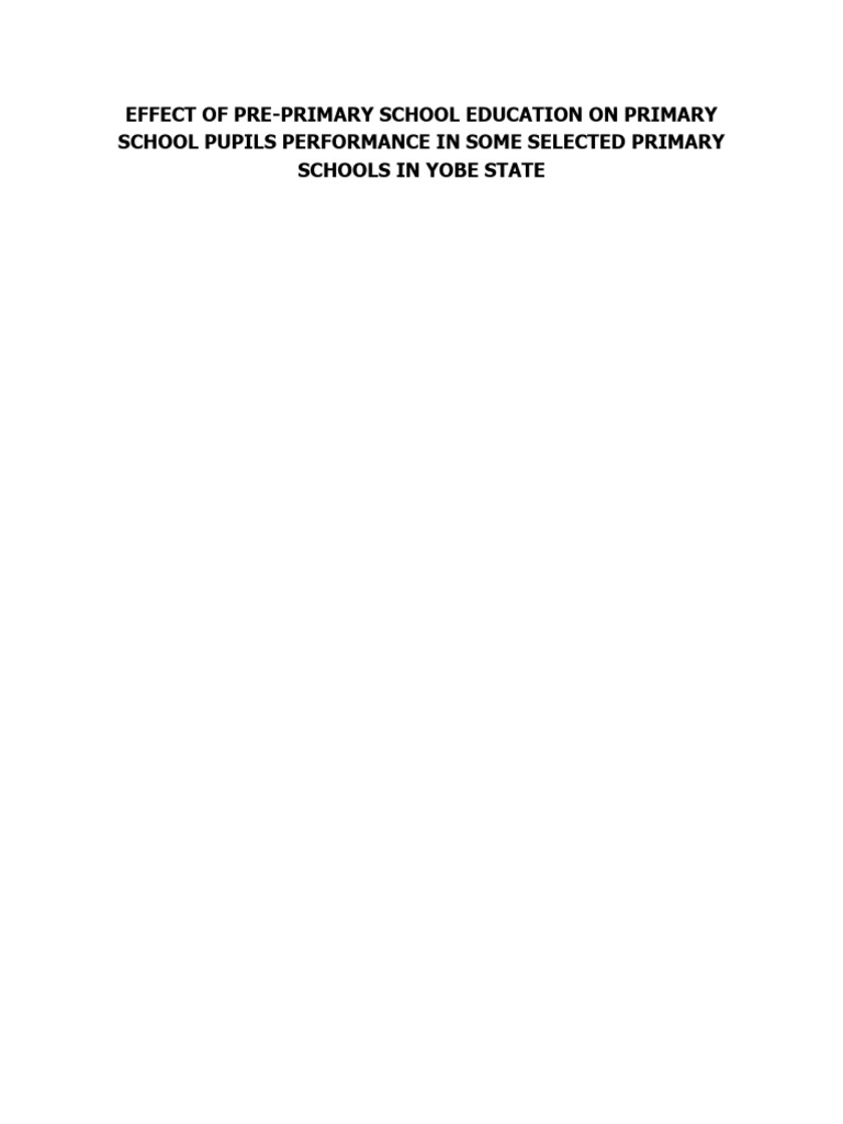 effect-of-pre-primary-school-education-on-primary-school-pupils