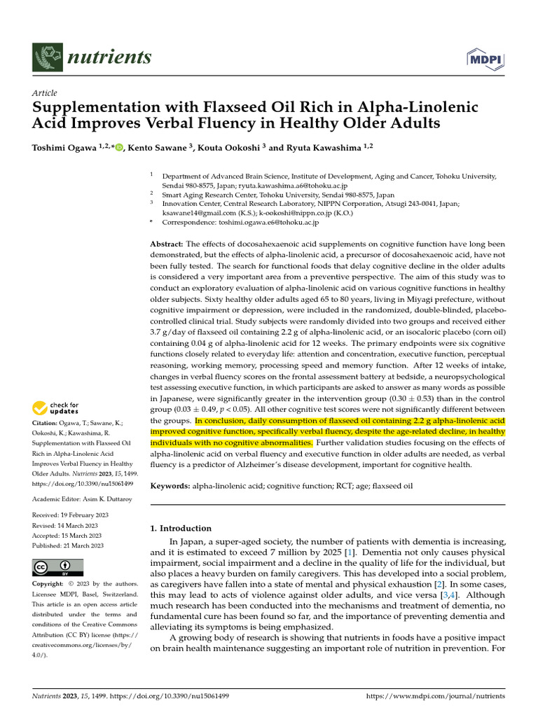5.supplementation With Flaxseed Oil Rich in AlphaLinolenic Acid