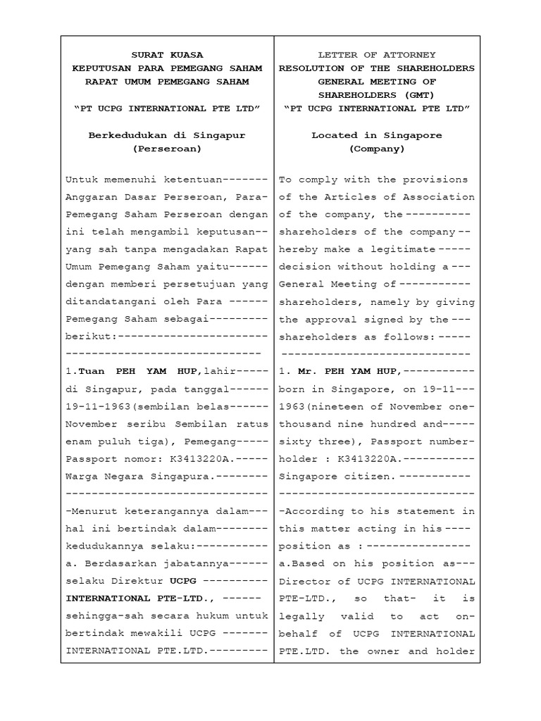 .Circular Deed of Resolution of The Shareholders Without General ...