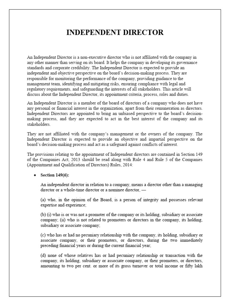 Independent Director Meaning