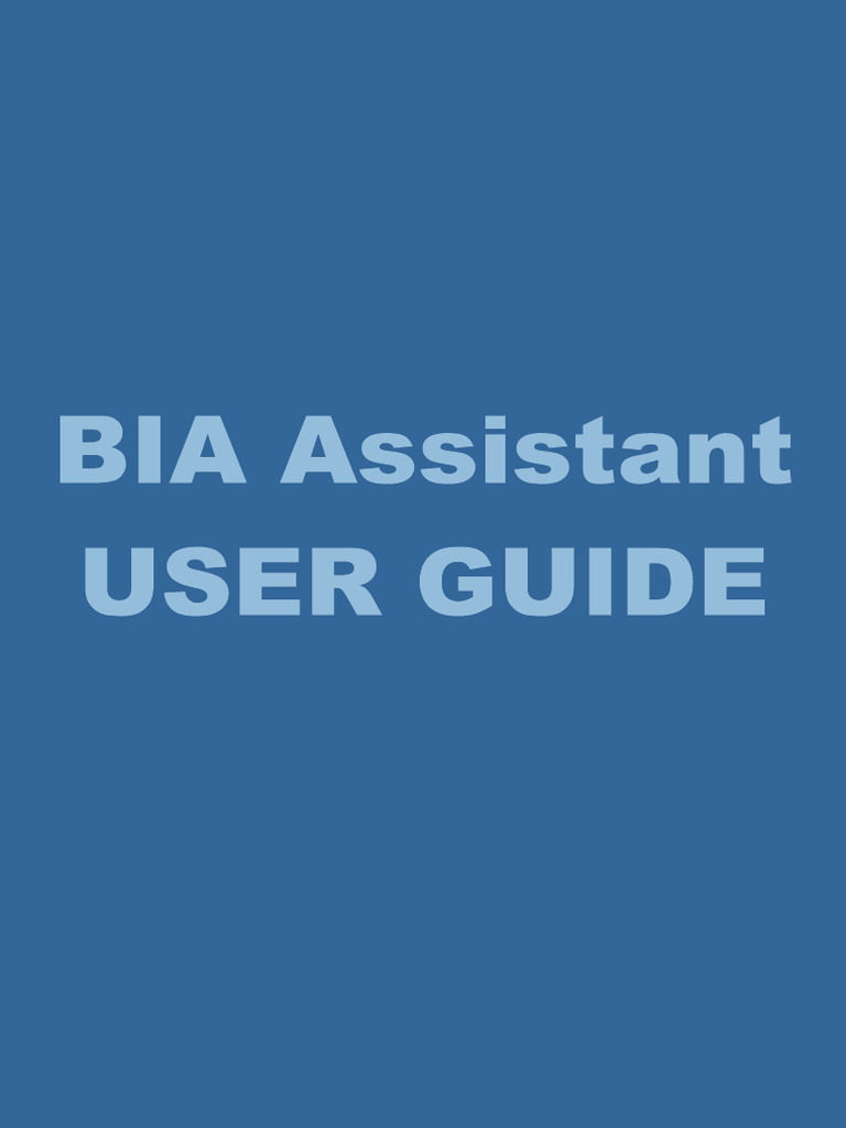 BIA User Guide | PDF | Finance & Money Management