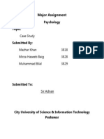 Major Assignment: Psychology Topic: Case Study Submitted by