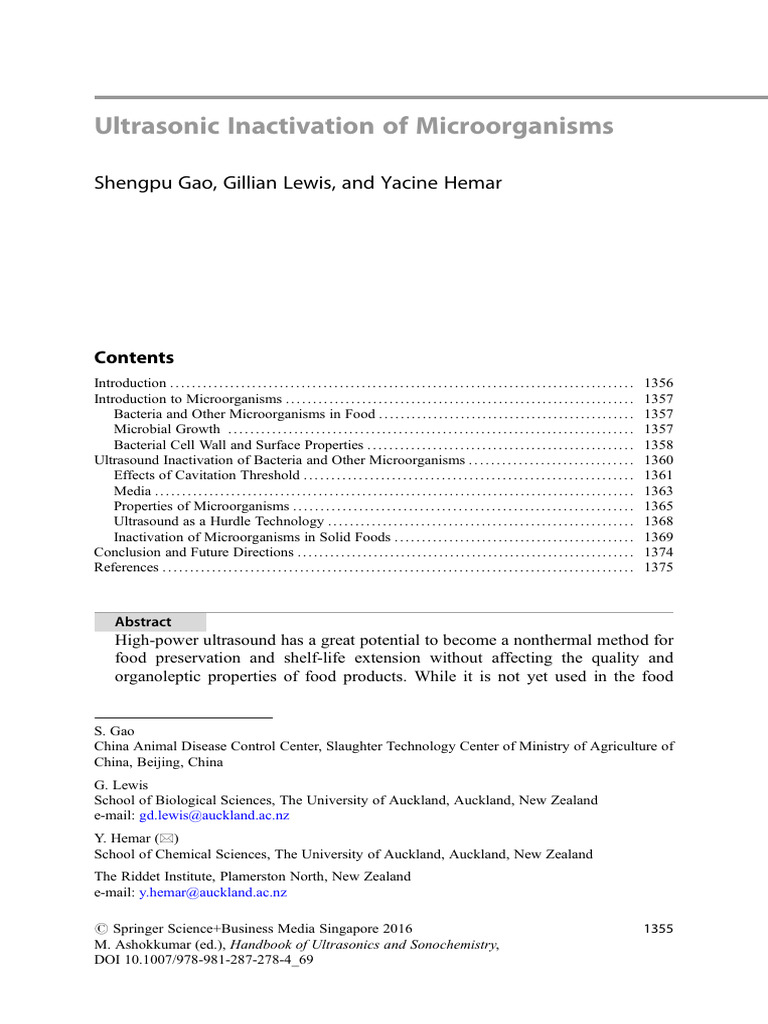 Ultrasonic Microbial Inactivation Techniques | PDF | Gram Positive ...