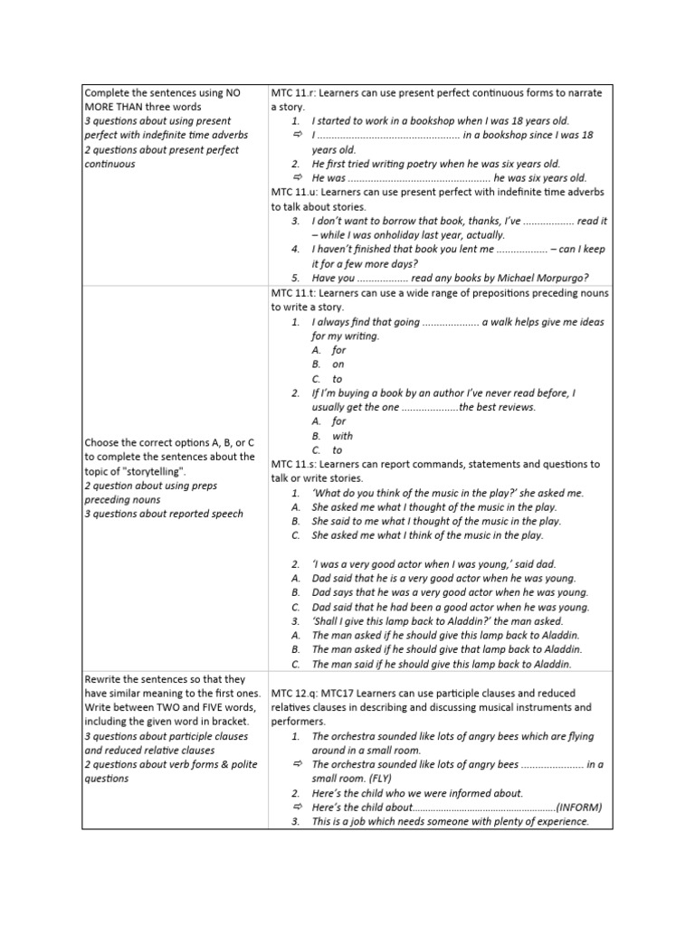 Complete The Sentences Using NO MORE THAN Three Words | PDF | Adverb ...