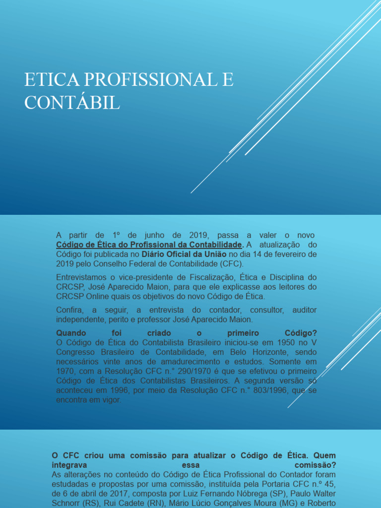 Novo Código de Ética Contábil 2019 | PDF | Contabilidade