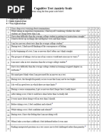 Cognitive Test Anxiety Scale 1 2