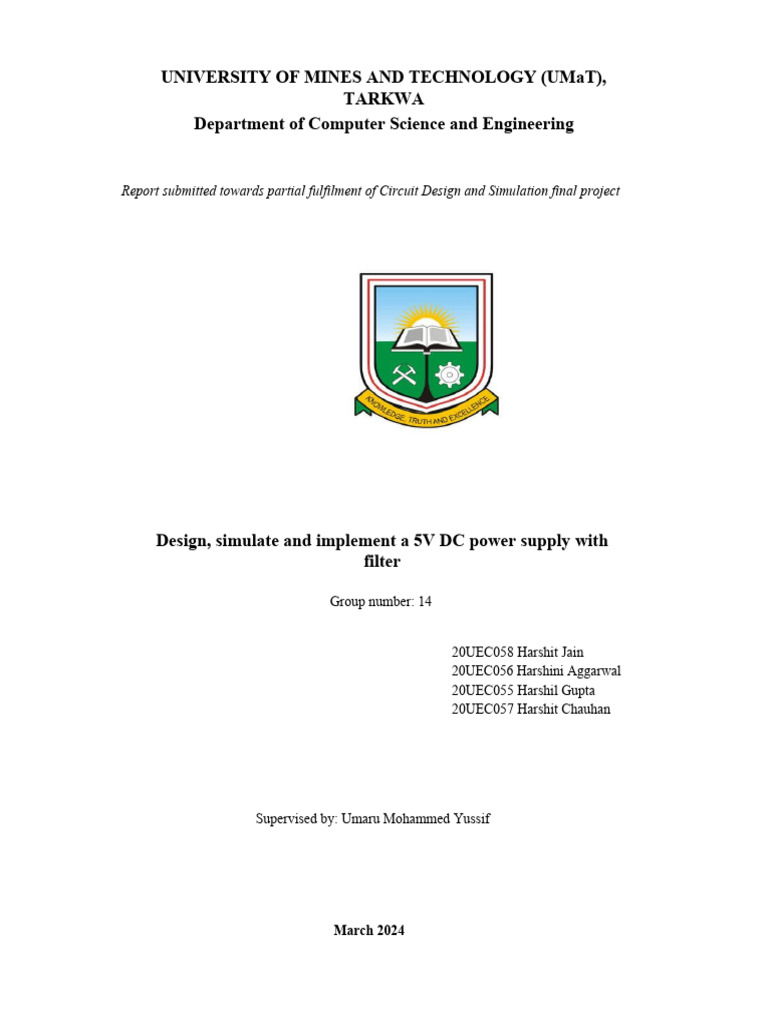 5V DC Power Supply Project Report | PDF | Rectifier | Power Supply