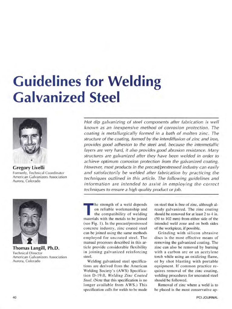 Welding Guidelines for Galvanized Steel | PDF | Construction | Welding