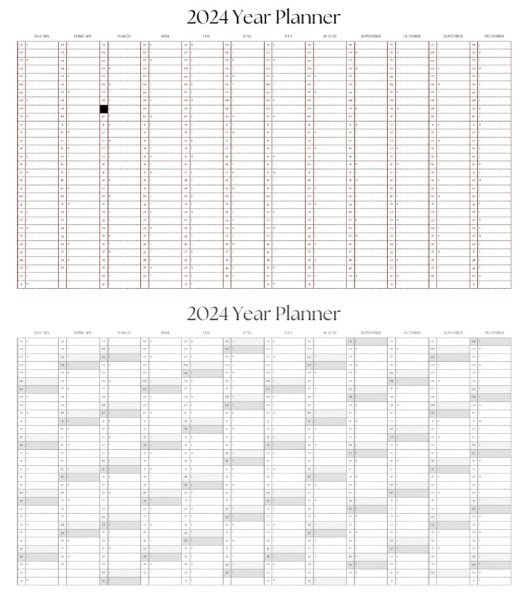 Light Beige and White Simple 2024 Year Planner Calendar PDF