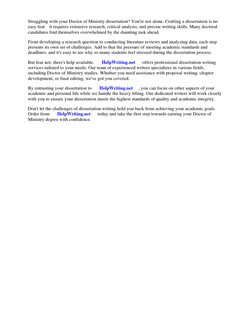 Dissertation Doctor Of Ministry Download Free Pdf Thesis Doctor