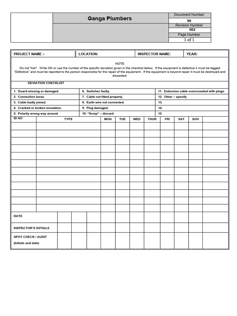 1 Portable Electrical Equipment Register dAILY PDF