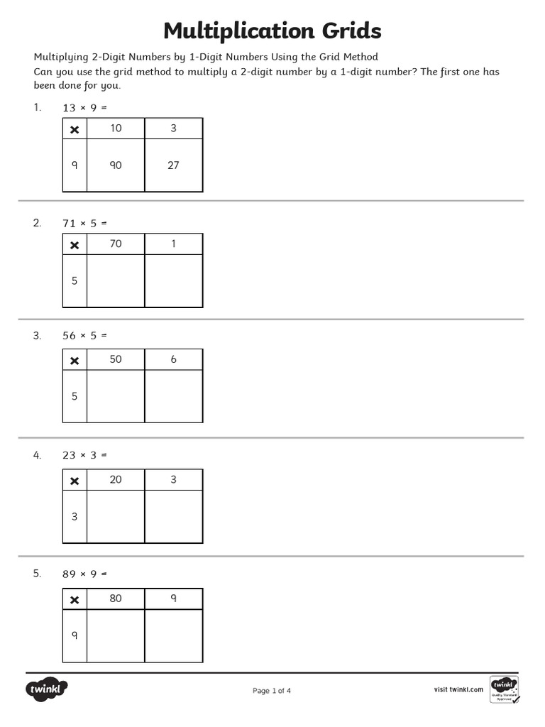 Grid Method for 2-Digit Multiplication | PDF | Multiplication | Arithmetic