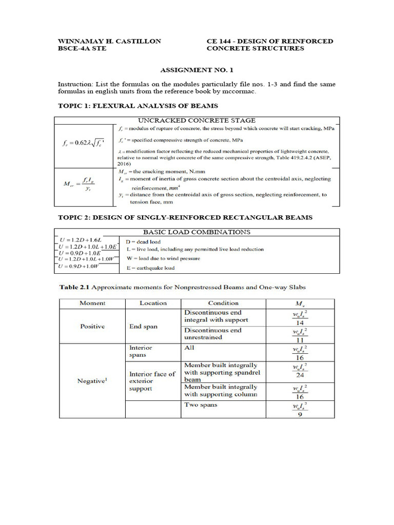 Ce 144 Assignment 1 | PDF | Beam (Structure) | Strength Of Materials