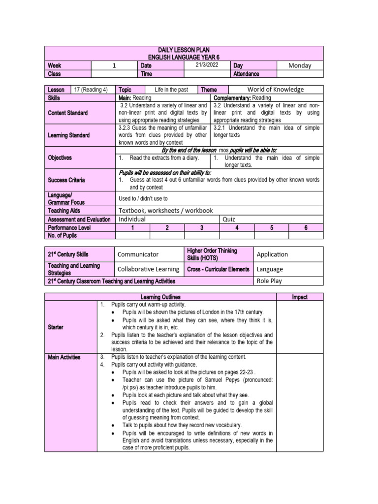 Success Criteria for Reading Skills | PDF | Lesson Plan | Learning