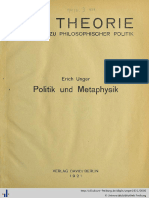 Erich Unger - Politik Und Metaphysik 1921