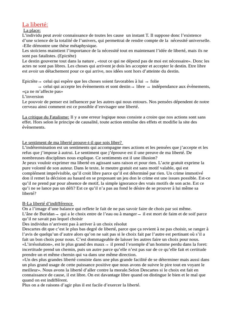 Liberté et Déterminisme en Philosophie | PDF | Liberté | Métaphysique