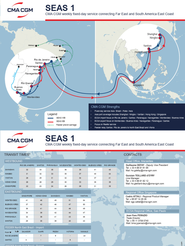 SEAS 1: CMA CGM Asia-Brazil Service | PDF
