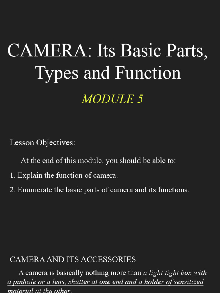 CAMERA: Its Basic Parts, Types and Function | PDF | Camera | Flash ...