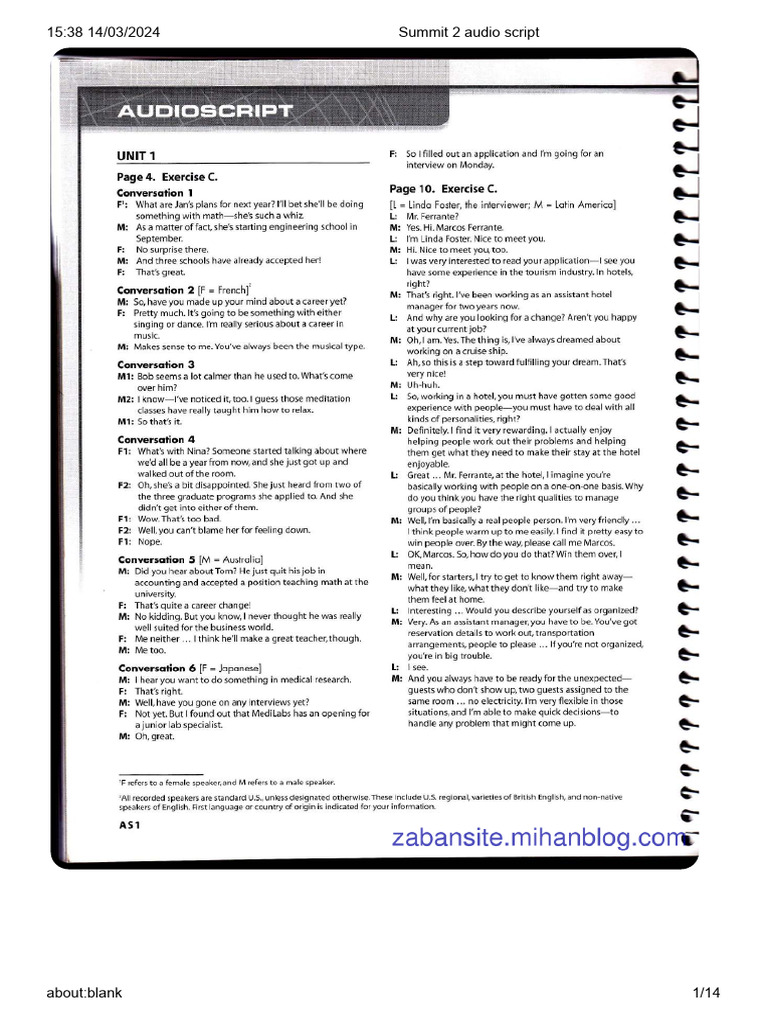 Summit 2 audio script pdf
