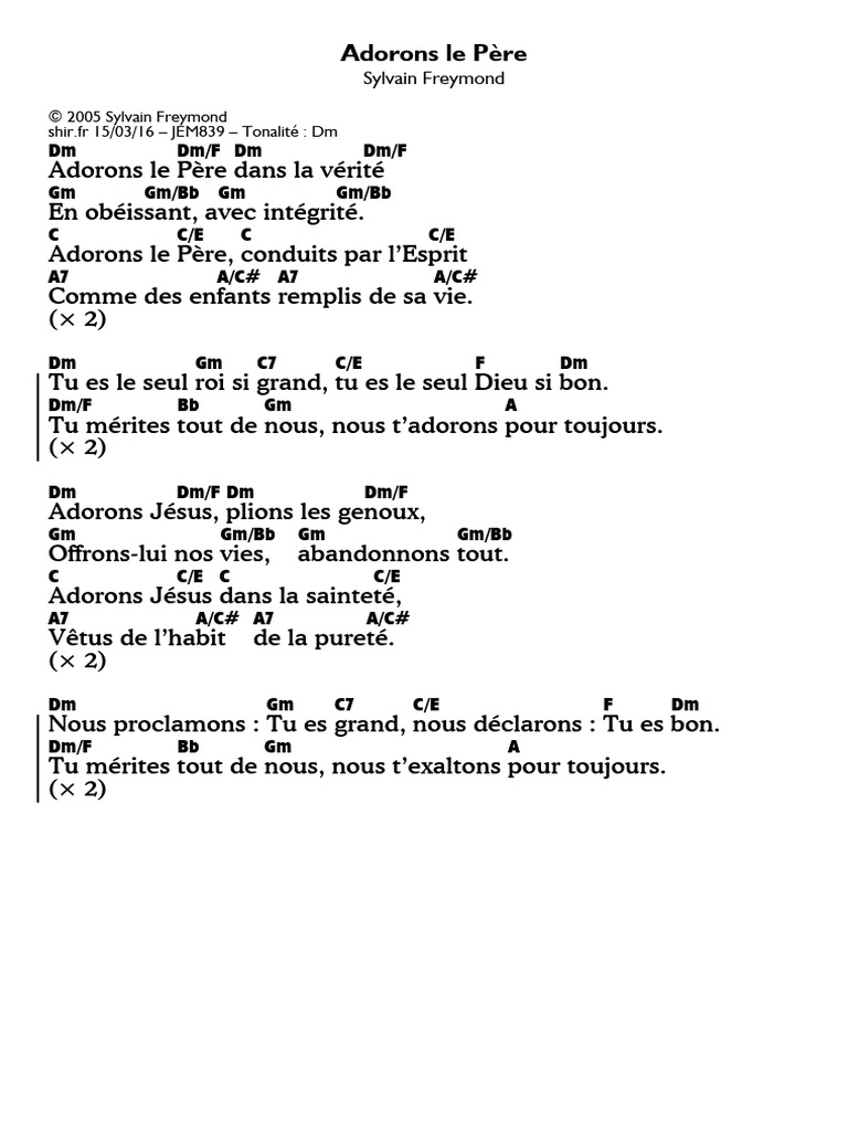 Adorons le Père : Paroles et Accords | PDF