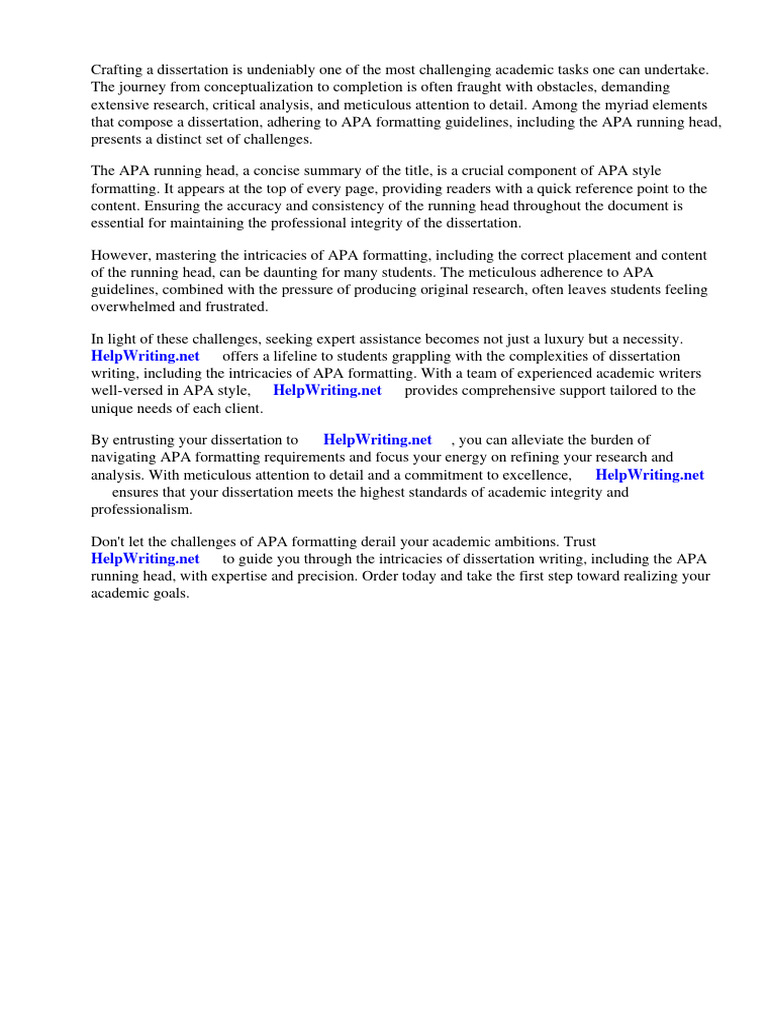 Apa Running Head Dissertation | PDF | Apa Style | Citation