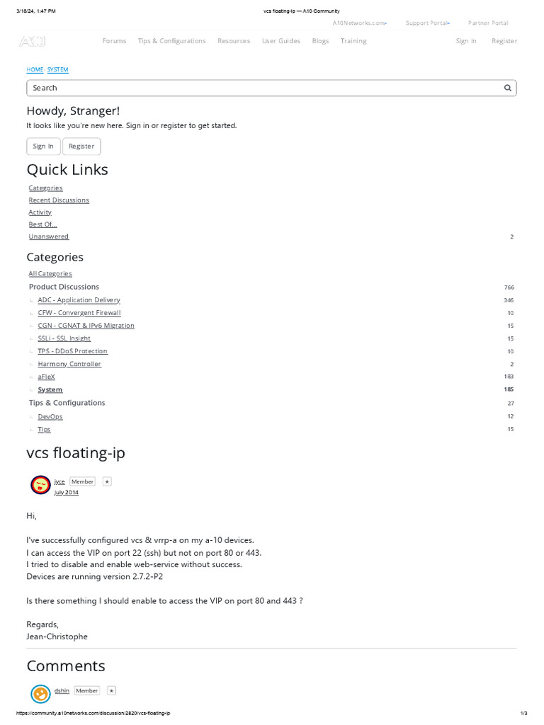Vcs Floating-Ip - A10 Community | PDF | Ip Address | Data Transmission
