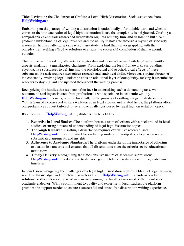 Legal High Dissertation Ideas | PDF | Thesis | Justice