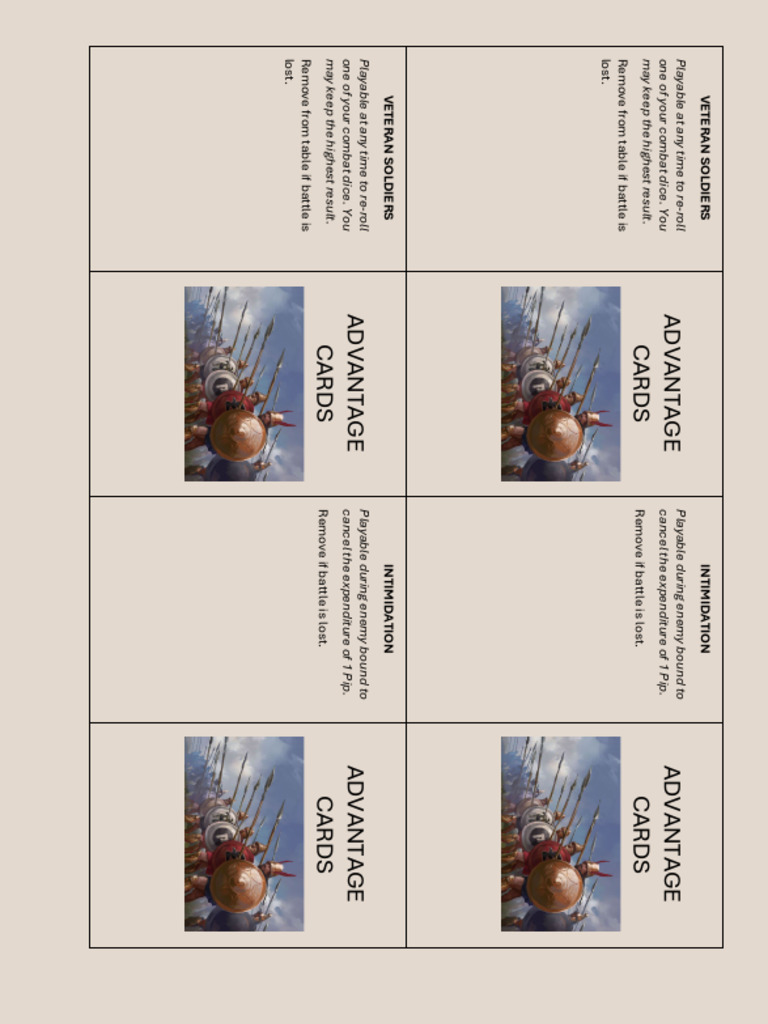 Advantage Cards for Tactical Combat | PDF | Battles | Dice