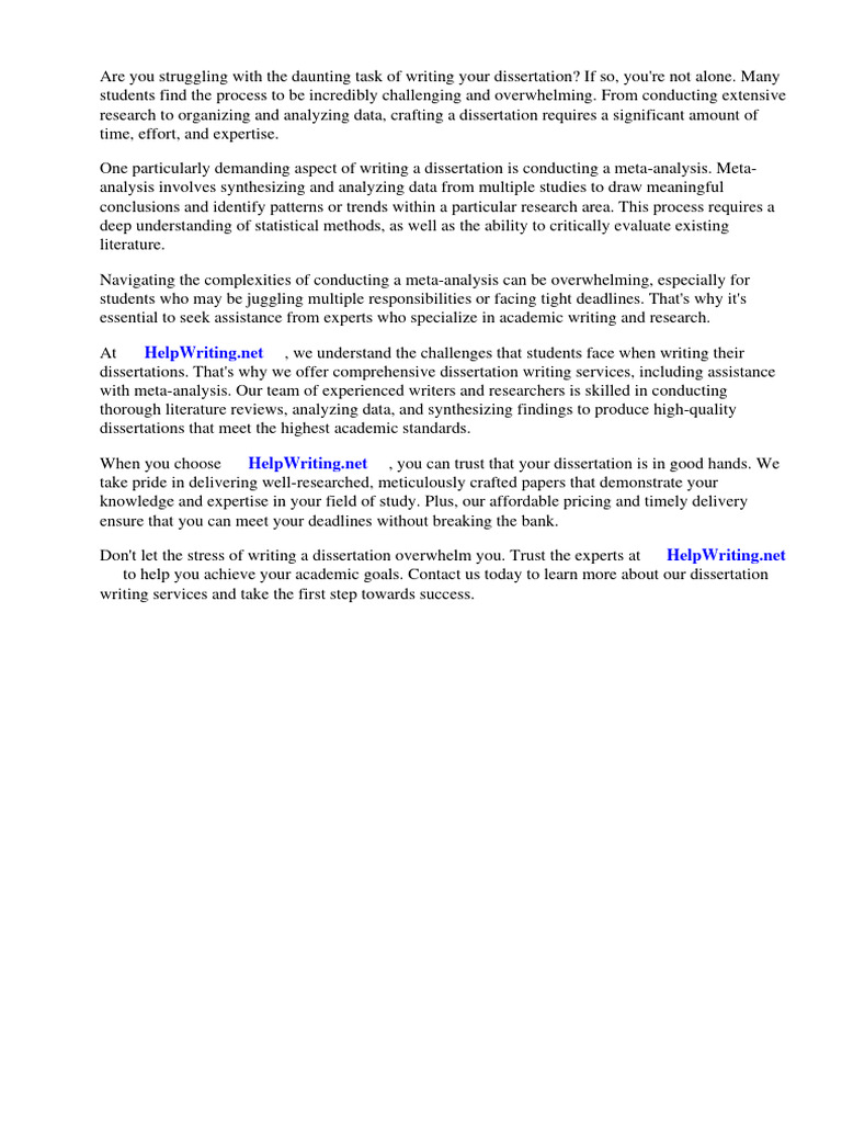 Dissertation Writing and Meta-Analysis Help | PDF | Thesis | Expert