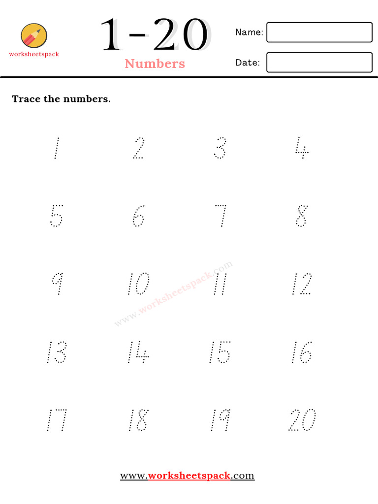1 20 Numbers Tracing Worksheets PDF | PDF