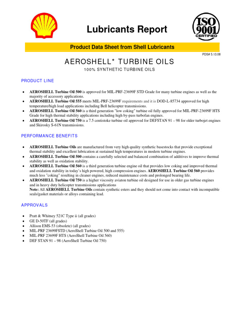 aeroshell-turbine-oils | PDF | Motor Oil | Gas Turbine
