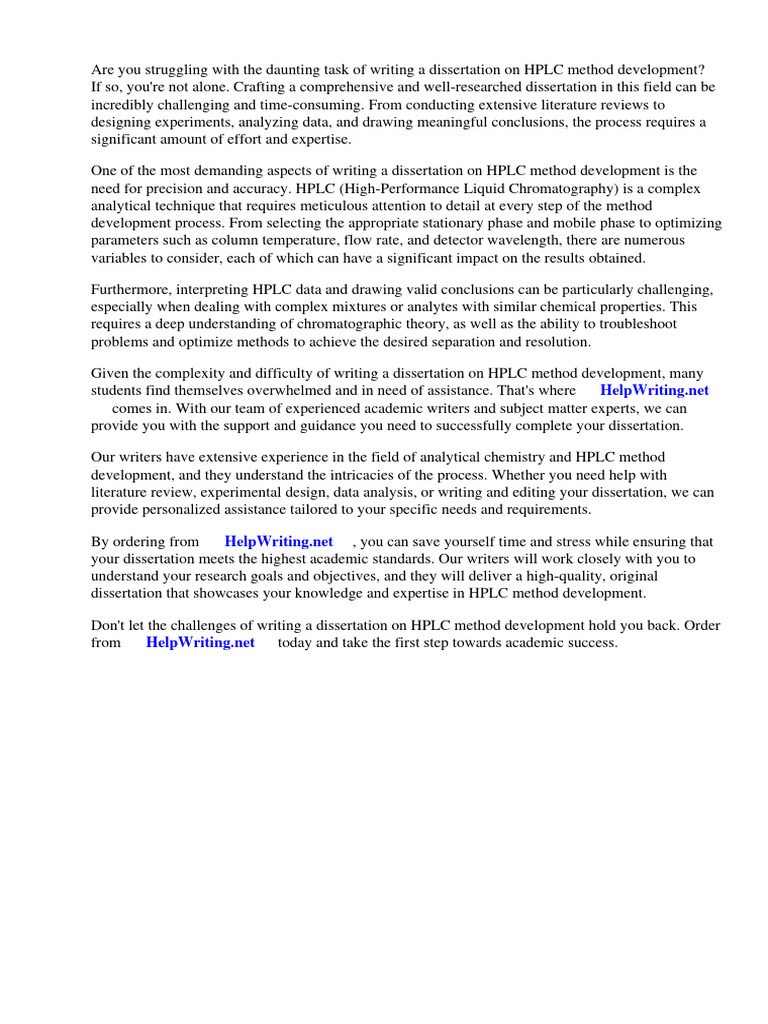 Dissertation HPLC Method Development PDF High Performance Liquid
