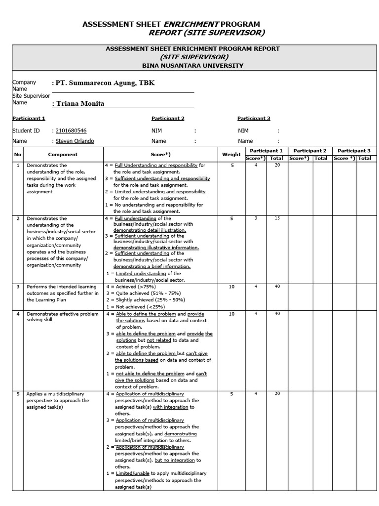 Binus Internship Assessment Report | PDF | Cognition