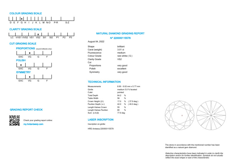 Diamond Grading Certificate Overview | PDF | Jewellery Components ...