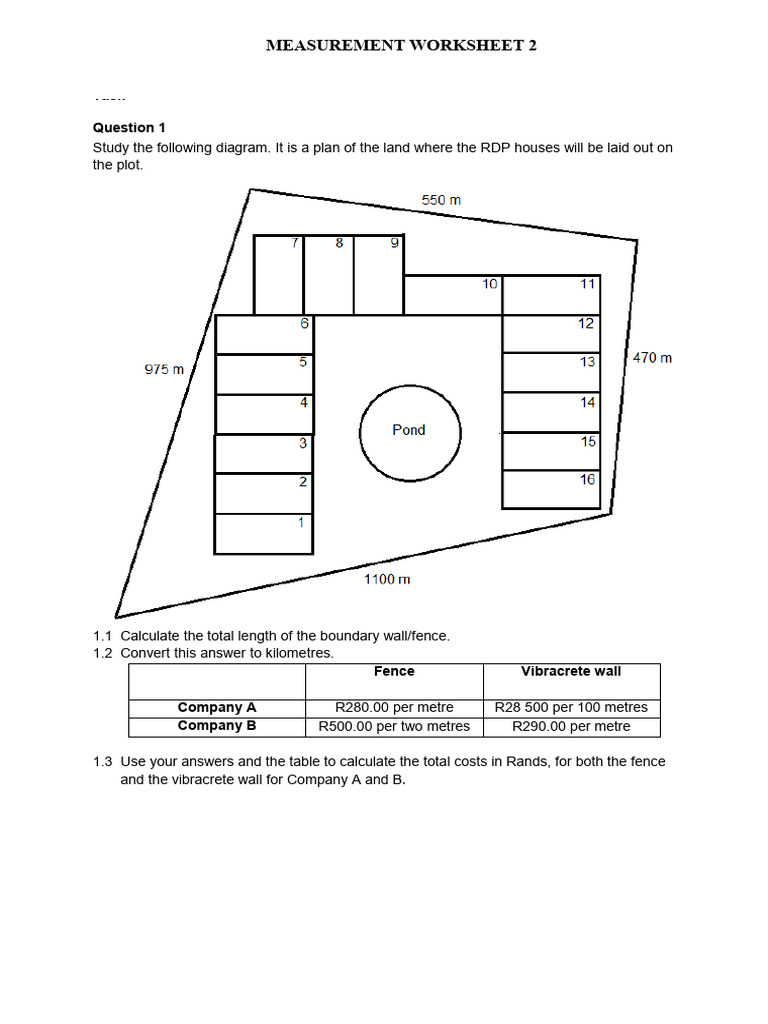 Measurement Worksheet for Construction | PDF | Volume | Area