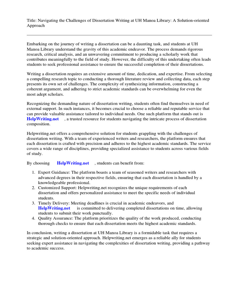 Uh Manoa Library Dissertations PDF Libraries Thesis