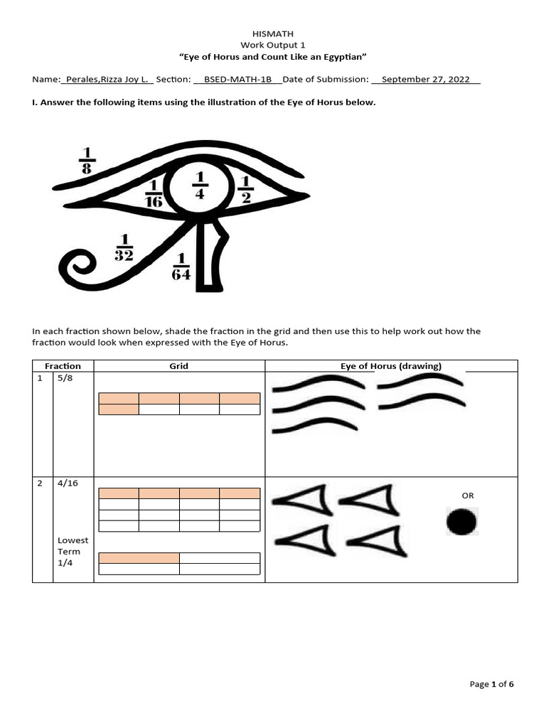 Eye of Horus in Egyptian Math | PDF | Horus | Egypt