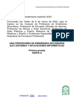 Profesores de Enseñanza Secundaria (227) Sistemas Y Aplicaciones Informáticas Primera Prueba Parte A