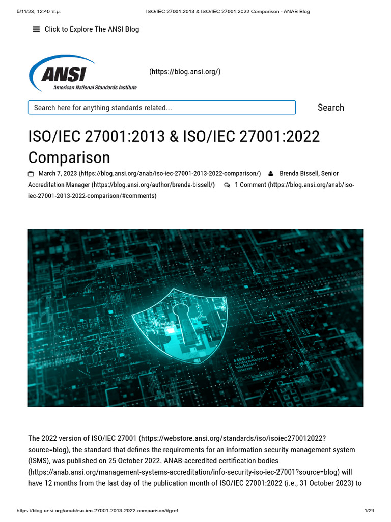 ISO - IEC 27001 - 2013 & ISO - IEC 27001 - 2022 Comparison - ANAB Blog ...