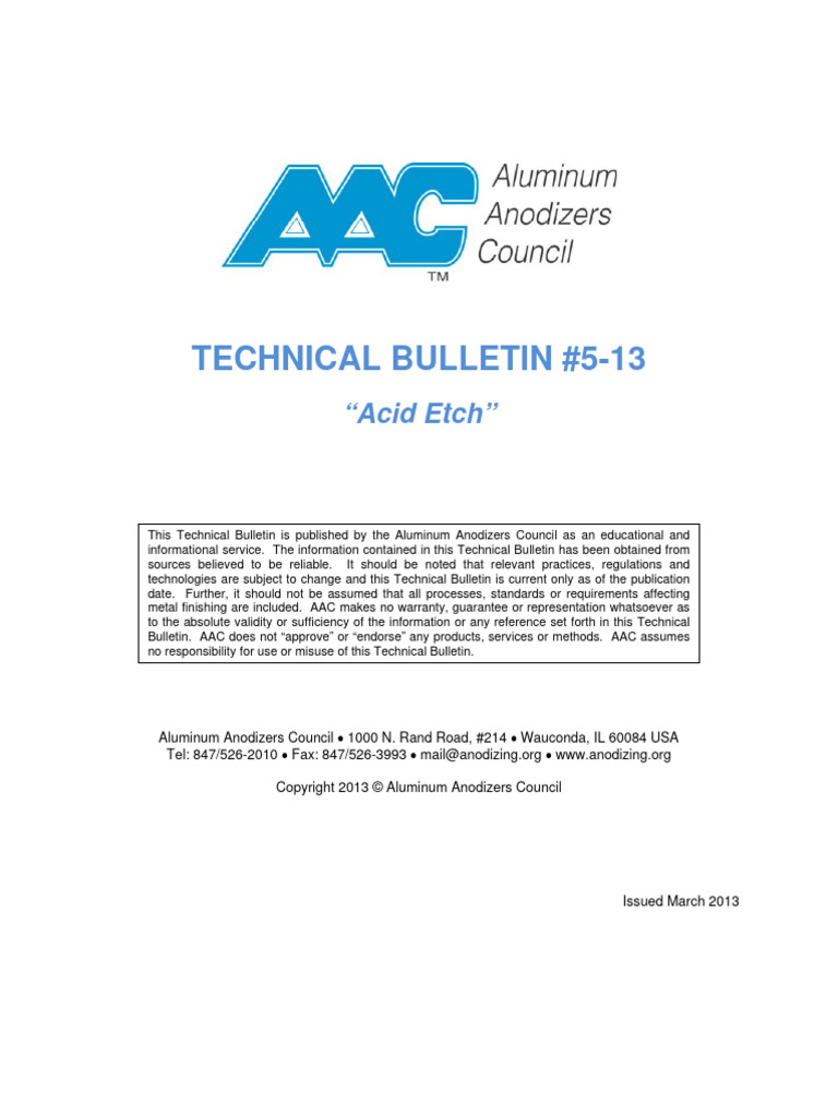 Technical Bulletin - Acid Etch | PDF | Corrosion | Aluminium