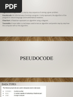 Pseudocode (Assignment, Conditional, Iteration)