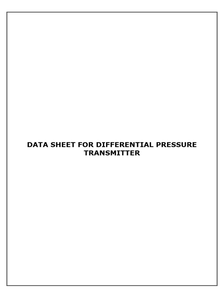Differential Pressure Transmitter Datasheet | PDF | Pipe (Fluid ...